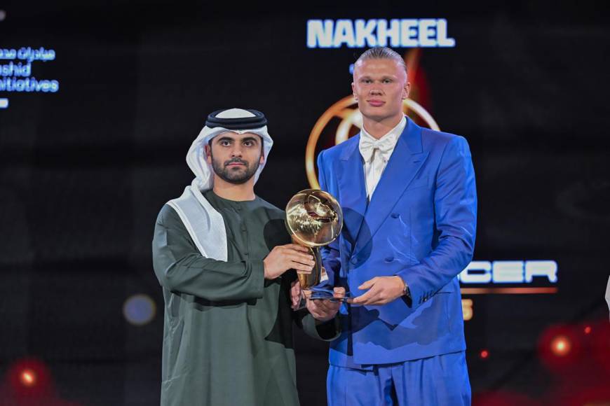 Y claro que sí: Erling Haaland se llevó el premio al Mejor Futbolista de 2023 en los Globe Soccer Awards.