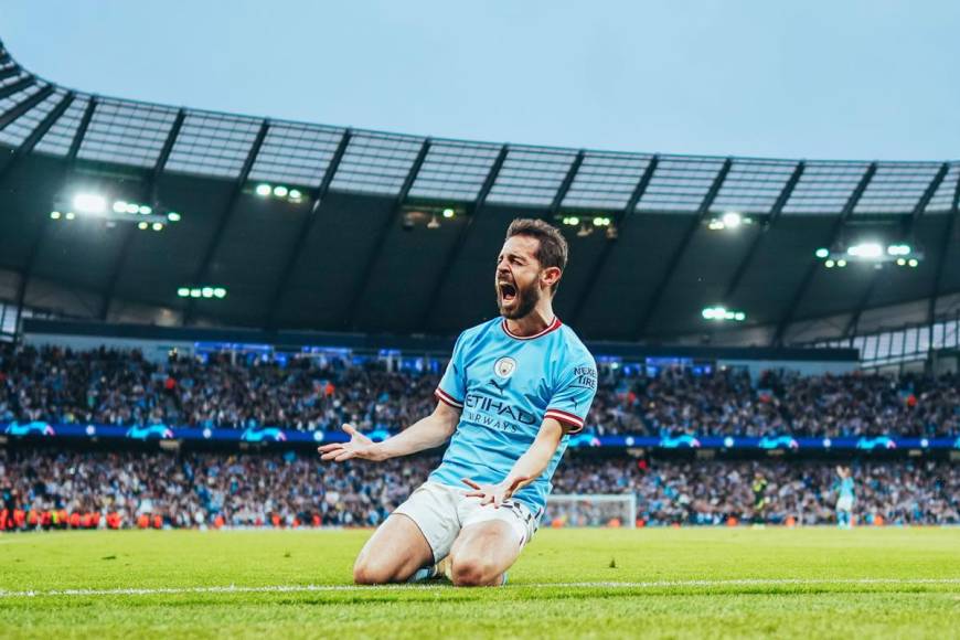 Bernardo Silva celebrando el 2-0 del Manchester City contra el Real Madrid.