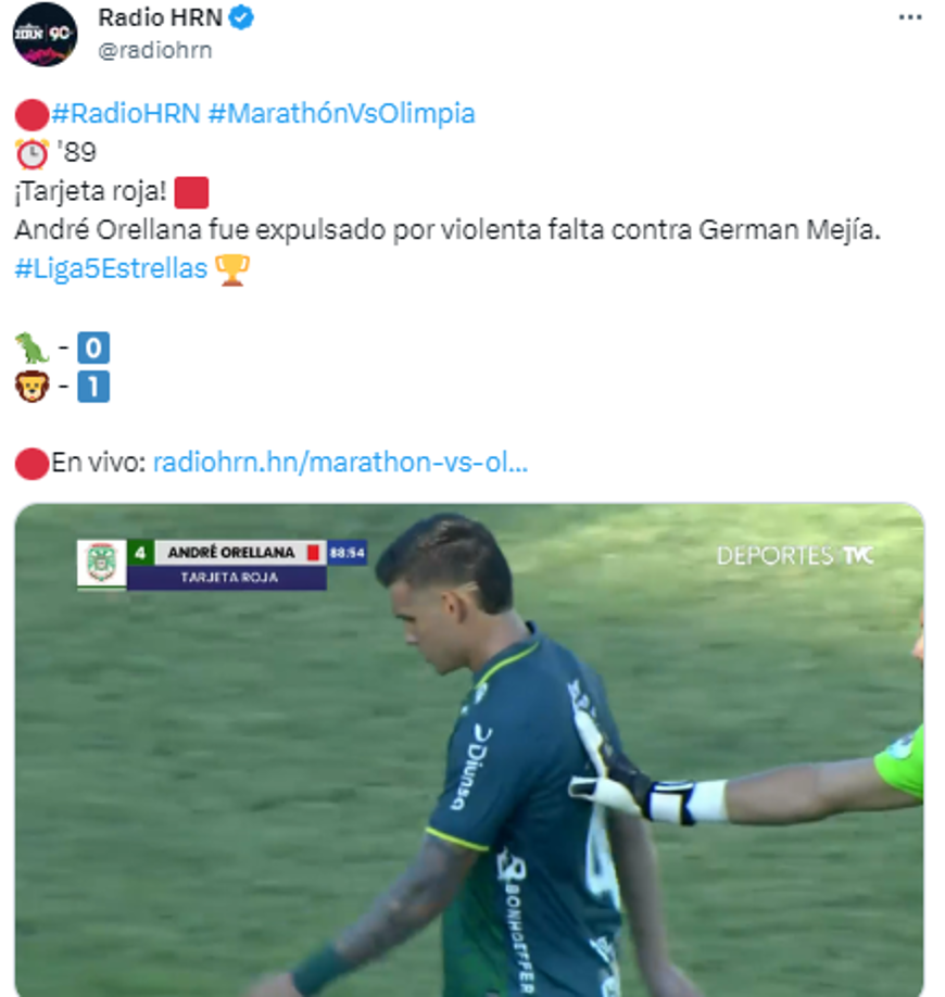 Marathón-Olimpia: Indignación tras la horrible falta de André Orellana