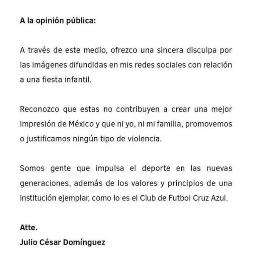 <b>“Cata” Domínguez </b>utilizó su cuenta de Instagram para ofrecer disculpas: “Reconozco que estas (imágenes) no contribuyen a crear una mejor impresión de México y que ni yo, ni mi familia, promovemos o justificamos ningún tipo de violencia”.