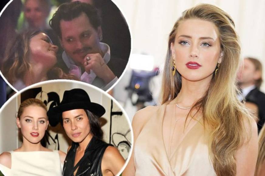 Amber Heard con su ex, Johhny Deep y Tasya van Ree.