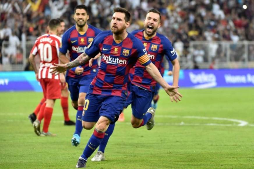 Messi celebrando su gol.