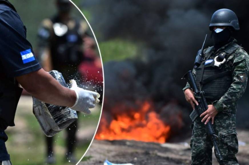 Las Fuerzas Armadas de Honduras incineraron 212 kilos de cocaína este viernes en Tegucigalpa. Fotos: AFP