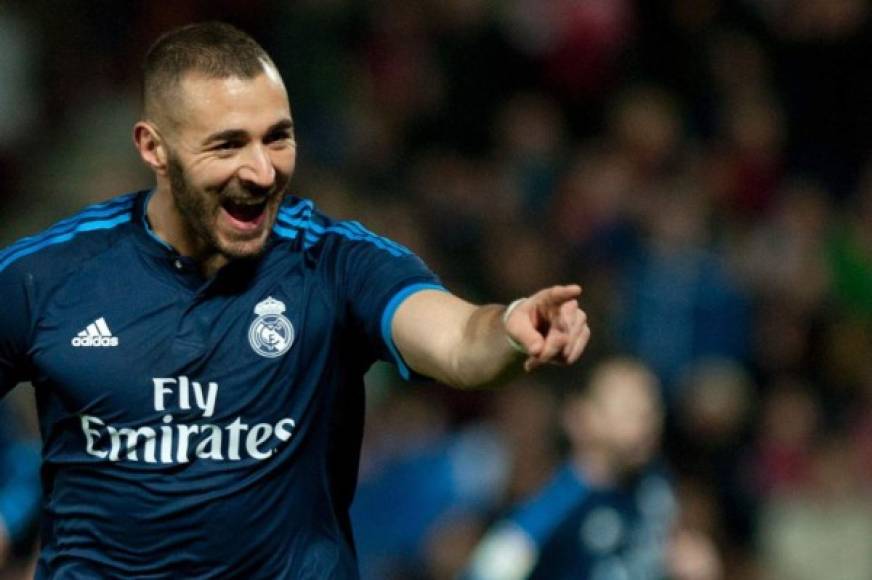 El francés Karim Benzema, autor de un gol del Real Madrid ante Granada, tiene 19 goles en 18 partidos y suma 38 puntos.