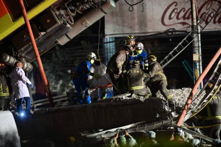 Impactantes imágenes del desplome del metro en Ciudad de México