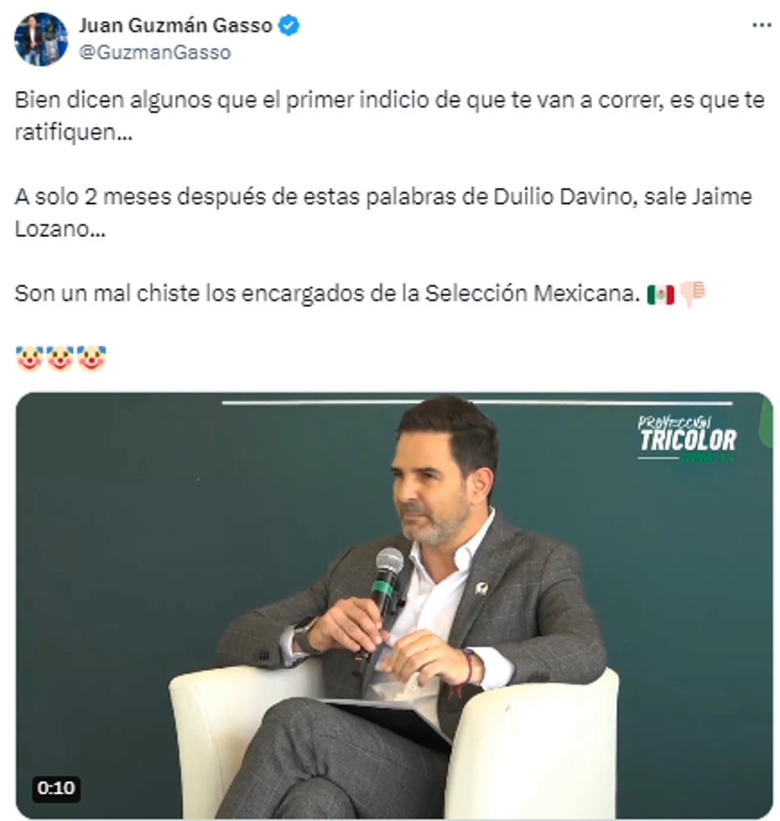 “Son un mal chiste los encargados de la Selección Mexicana” Juan Guzman Gasso, locutor y narrador mexicano.