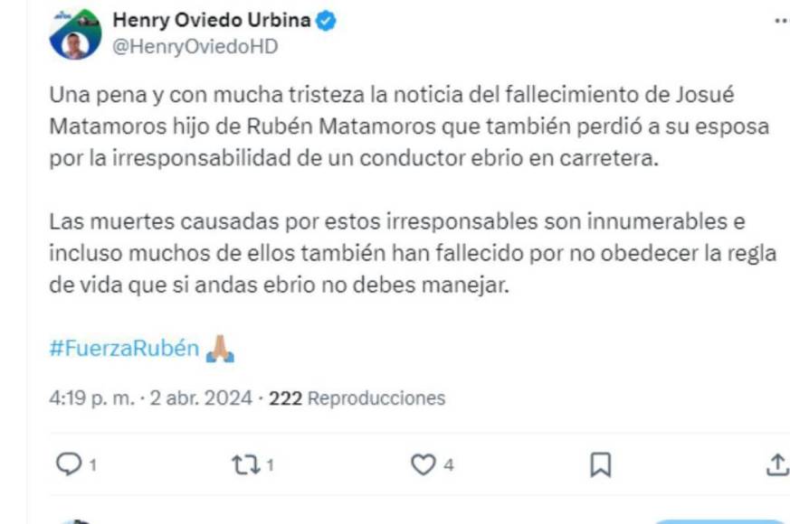 Los mensajes de apoyo a Rubén Matamoros tras la dura noticia. 