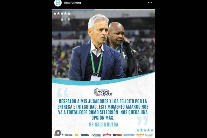 Lo que dijo Reinaldo Rueda a sus muchachos. “Respaldo a mis jugadores y los felicito por la entrega e integridad. Este momento amargo nos va a fortalecer como selección. Nos queda una opción más”.