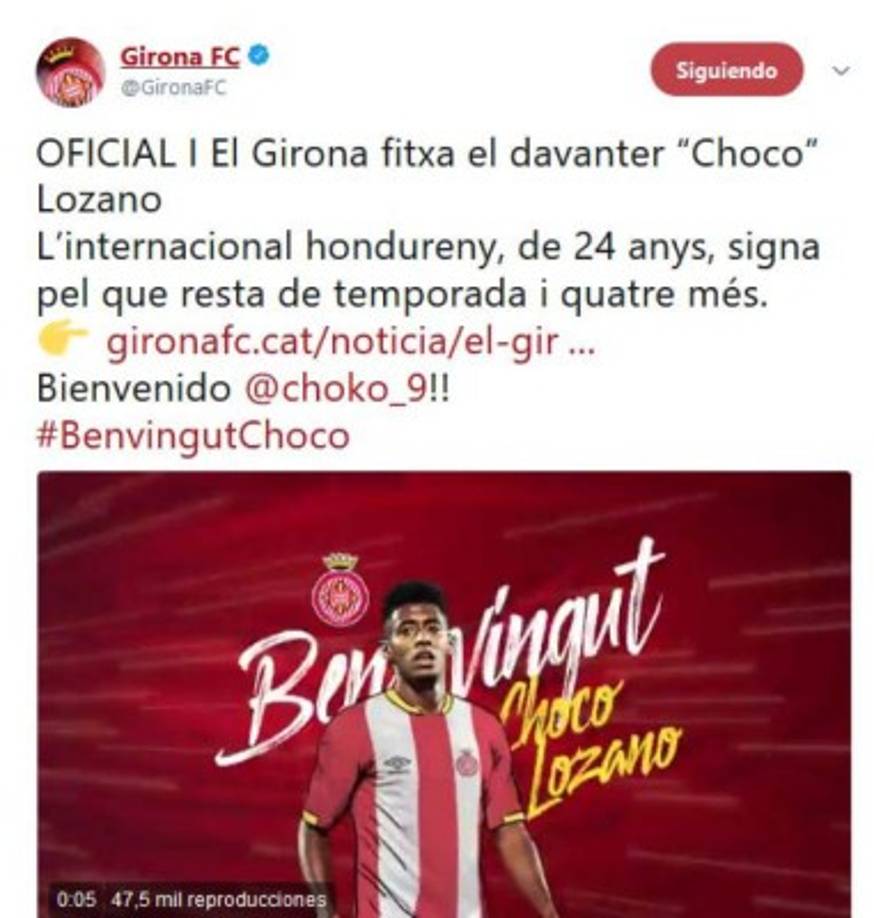 Así le dio la bienvenida el Girona al delantero hondureño.