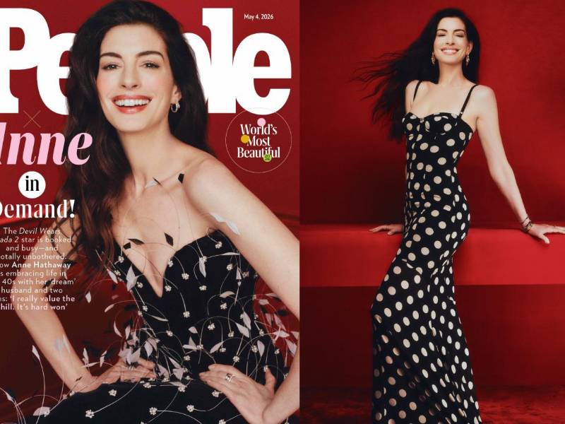 Hermosa, elegante y radiante, así luce Anne Hathaway en las fotografías para la revista People.