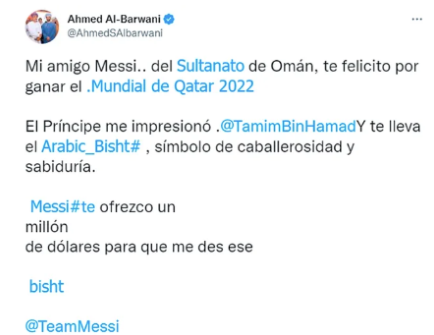 Messi recibe millonaria oferta por la capa que usó en Qatar