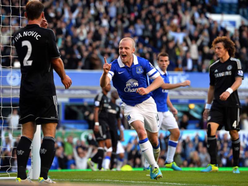 West Ham United's Czech midfielder Tomas Soucek celebrates after scoring the opening goal of the English Premier League football match between Everton and West Ham United at Goodison Park in Liverpool, north west England on January 1, 2021. (Photo by Peter Byrne / POOL / AFP) / RESTRICTED TO EDITORIAL USE. No use with unauthorized audio, video, data, fixture lists, club/league logos or 'live' services. Online in-match use limited to 120 images. An additional 40 images may be used in extra time. No video emulation. Social media in-match use limited to 120 images. An additional 40 images may be used in extra time. No use in betting publications, games or single club/league/player publications. /