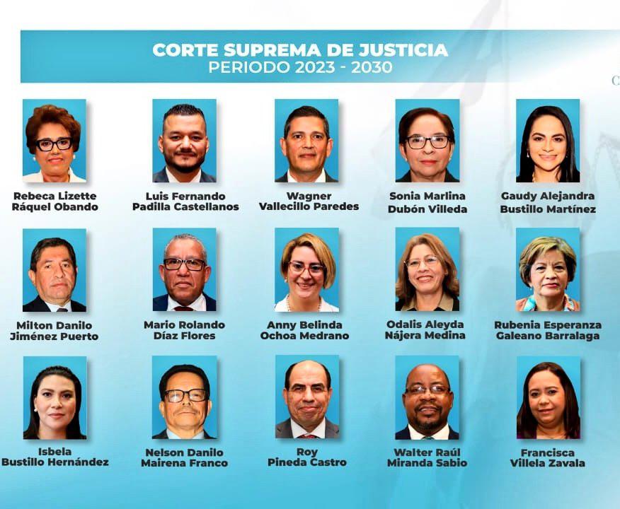 Así quedó conformada la nueva Corte Suprema de Justicia de Honduras para el período 2023-2030.
