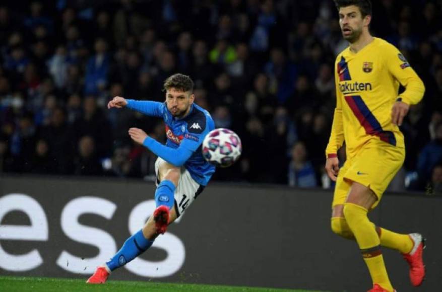 El belga Dries Mertens se encargó de anotar un golazo y abrir el marcador en el Napoli vs Barcelona-