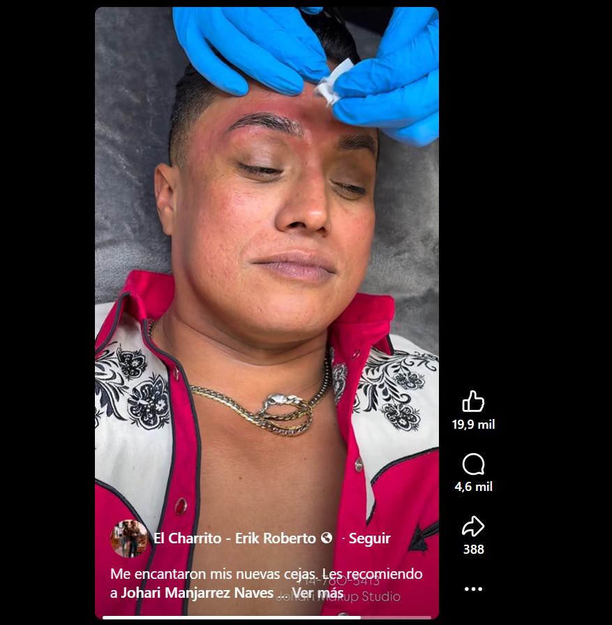 Erik El Charro presume sus nuevas cejas
