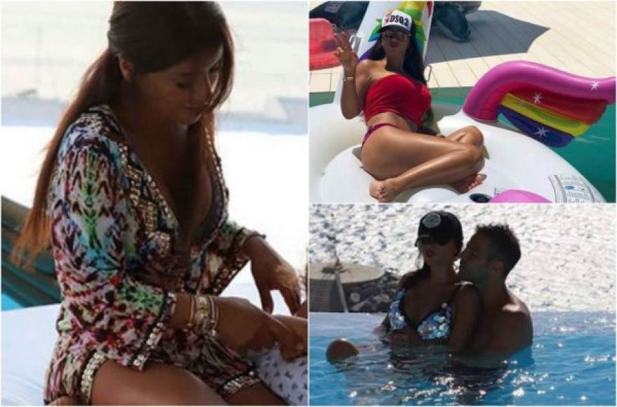 Antonella Roccuzzo, esposa de Lionel Messi, disfrutó de sus vacaciones junto a su amiga Daniella Semaan , la pareja del volante español Cesc Fábregas. Las fotos han sido compartidas por la chica del jugador del Chelsea y se le ve a Antonella disfrutando de las vacaciones.