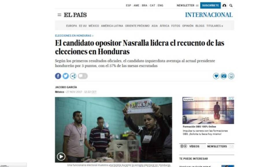 Así ve el mundo los primeros resultados de las elecciones en Honduras