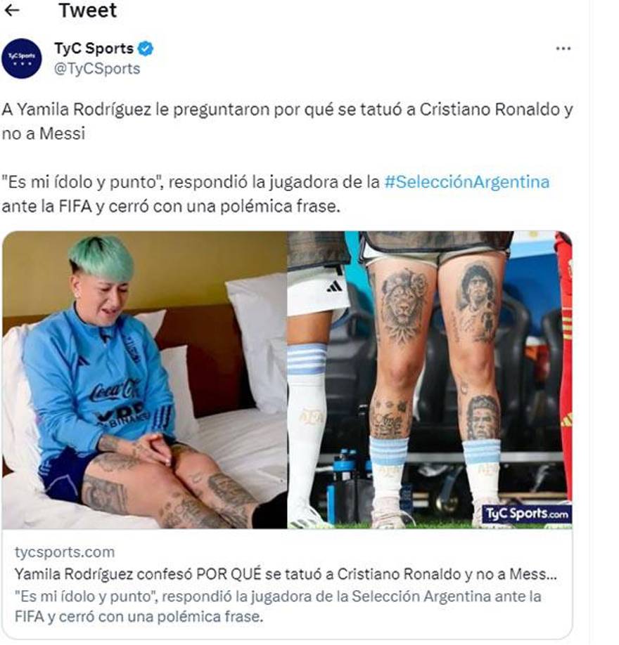 Por último, Yamila lanzó una polémica frase, ya que dejó afuera a Leo Messi de, a su parecer, el top 2 de mejores futbolistas de la historia: <i><b>”Justo tengo a los dos mejores del mundo en la pierna izquierda”</b></i>, cerró