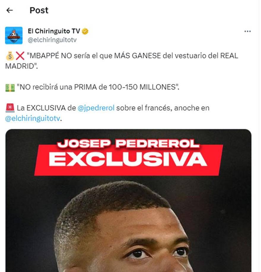 Aunque Pedrerol sugiere que el deseo de Mbappé de unirse al Real Madrid es evidente, el club blanco mantiene una cierta desconfianza