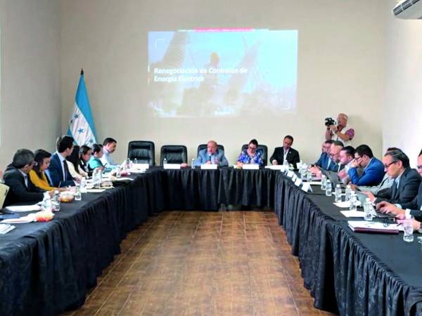 <b>Autoridades de la Enee y miembros de la Comisión de Energía del CN. foto:Twitter/SEN</b>