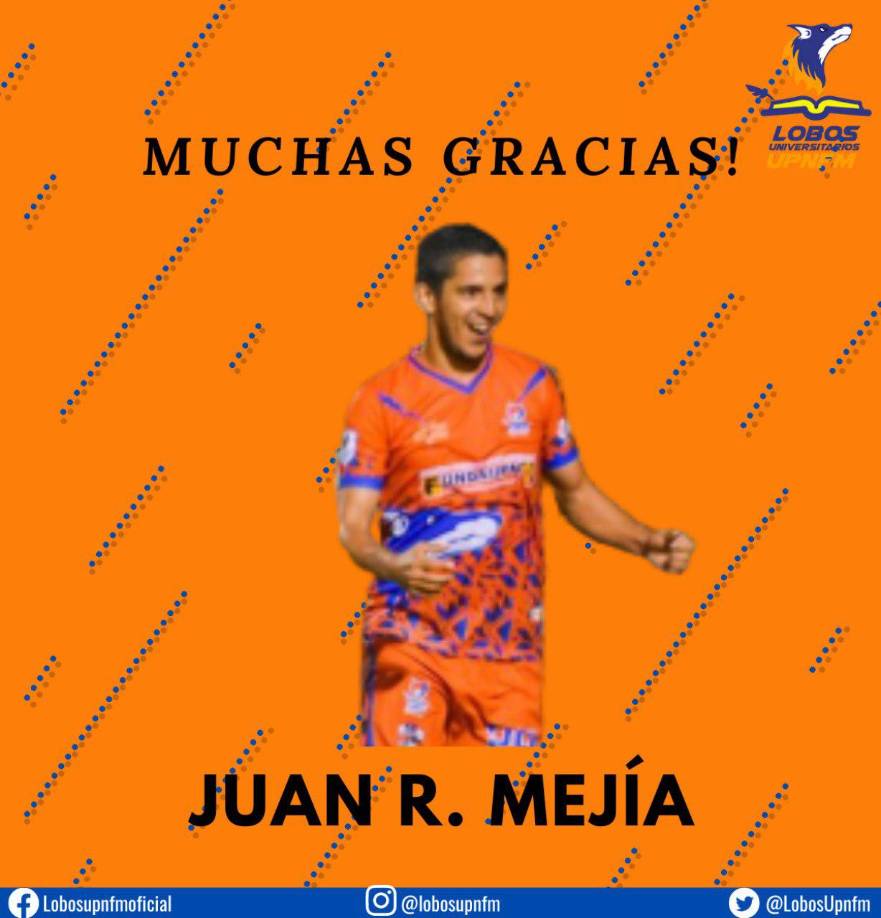 El delantero Juan Ramón Mejía (33 años) fue dado de baja por la UPN, donde estuvo dos años y marcó 16 goles. En el último torneo apenas hizo tres tantos.