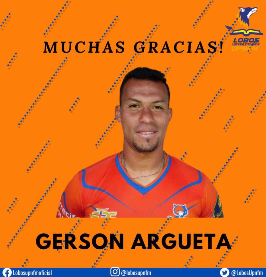 El portero Gerson Argueta, de 31 años, tampoco seguirá en la UPN para el próximo campeonato. Disputó 28 partidos en dos torneos.