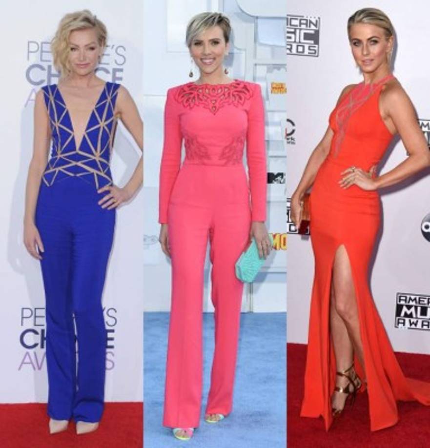 Portia de Rossi, Scarlett Johansson y Julianne Hough en diseños en colores pasteles de Zuhair Murad.