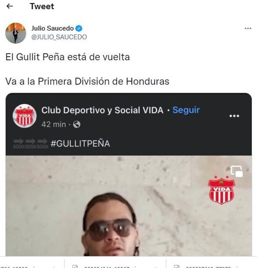 El periodista mexicano Julio Saucedo de TV Azteca: “El Gullit Peña está de vuelta. Va a la primera división de Honduras2.