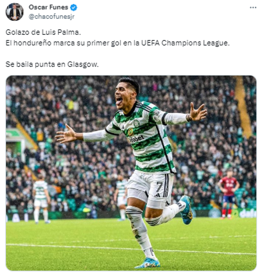 El periodista hondureño, Oscar Funes, publicó: “Se baila punta en Glasgow·.