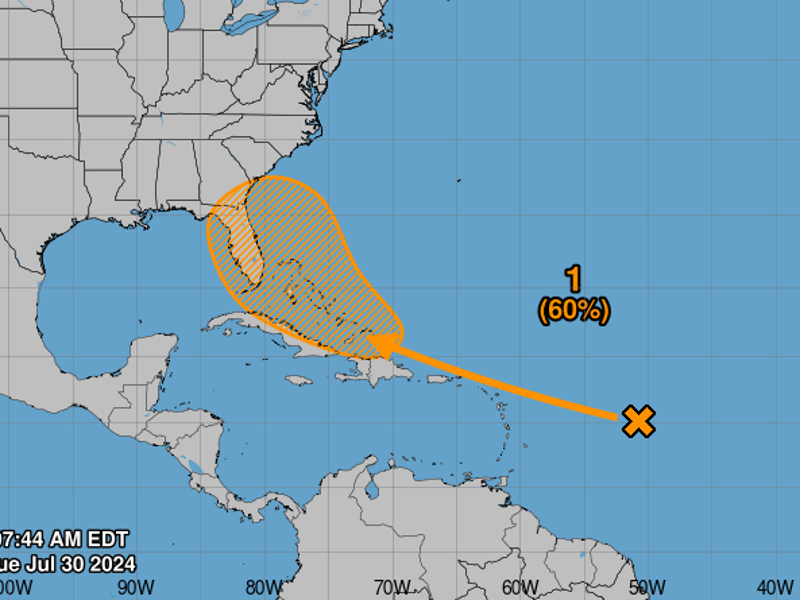 Eventual trayectoria de la posible depresión tropical que se formaría este fin de semana en el Caribe.
