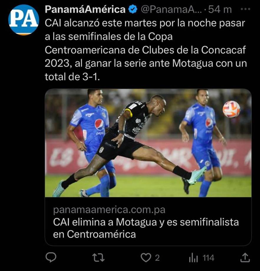 El diario Panamá América tituló: “CAI elimina a Motagua y es semifinalista en Centroamérica”.