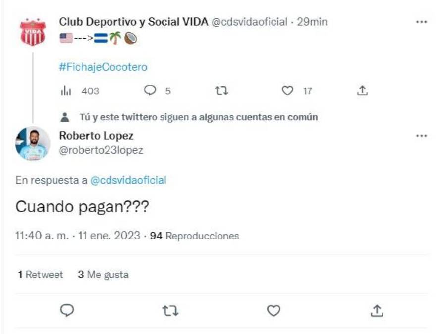 “¿Cuándo pagan?”, respondió el expotero del Vida, Pipo López. El cancerbero reclama salarios atrasados que se le deben en el club.