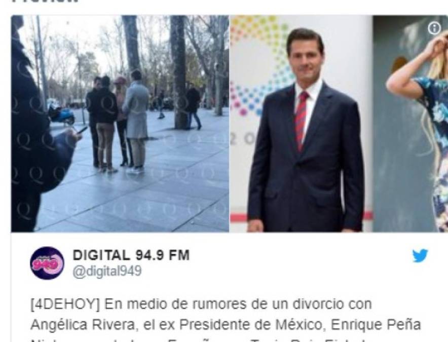 La foto de la izquierda es una de las difundidas por la revista 'Quién', en la que aparece el exmandatario mexicano junto a la modelo y dos personas más en las calles de Madrid.