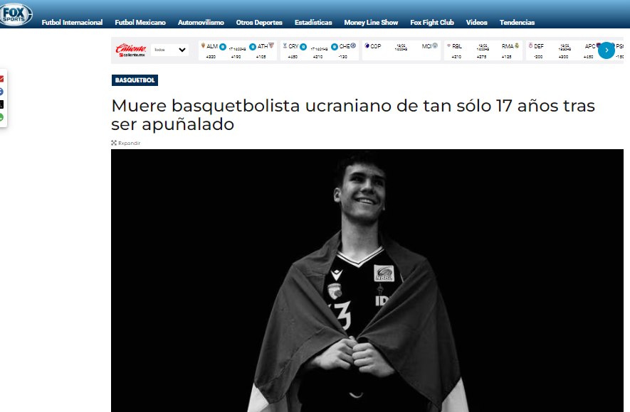 Tras dicho ataque, los dos jugadores ucranianos pasaron la noche en el hospital, donde los médicos no pudieron salvar a Yermakov.