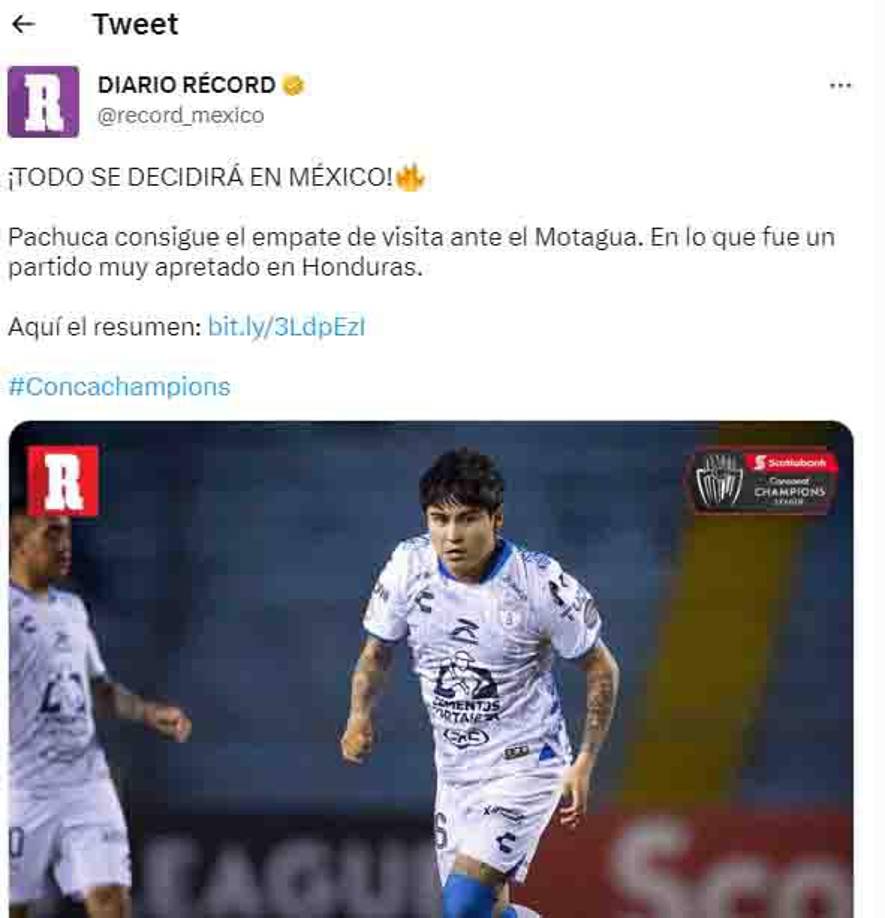 Récord de México señaló que fue un partido apretado entre Motagua y Pachuca.