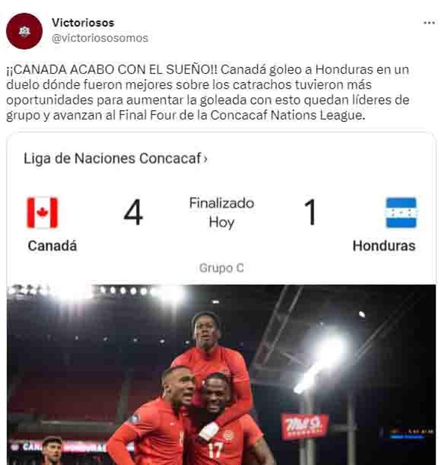 Medios internacionales señalaron que Canadá goleó a Honduras y fue superior de principio a fin.