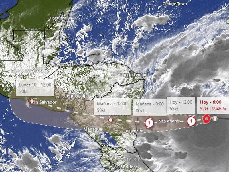 Este es el modelo de trayectoria de Julia previsto para las próximas horas.