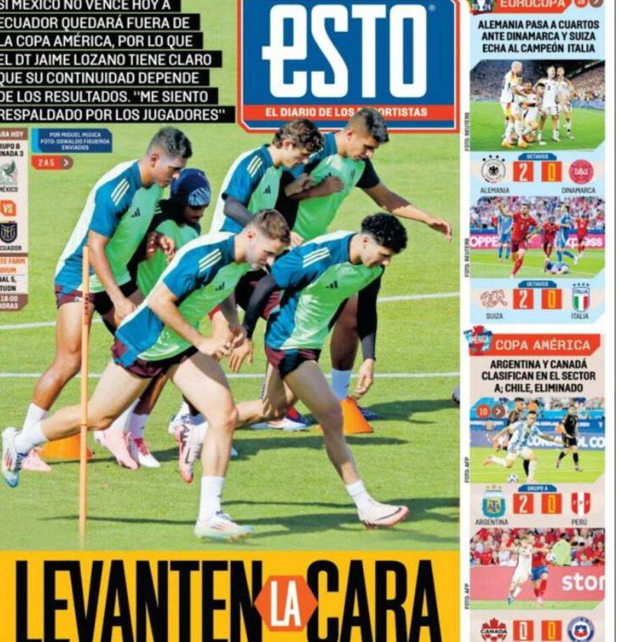 ”Levanten la cara”, fue la portada del Diario Esto.