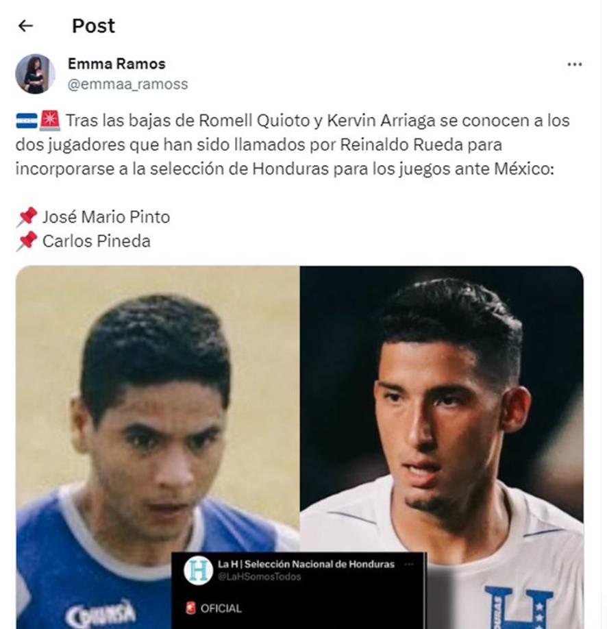 Emma Ramos dejó su comentario sobre la convocatoria de Carlos Pineda y José Mario Pinto. 