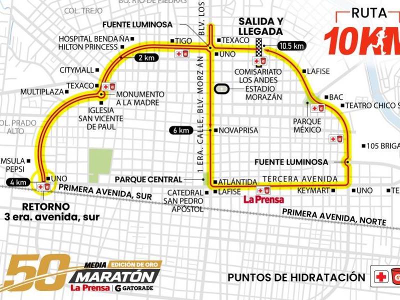 Esta es la ruta para los que van a correr los 10 kilometros.