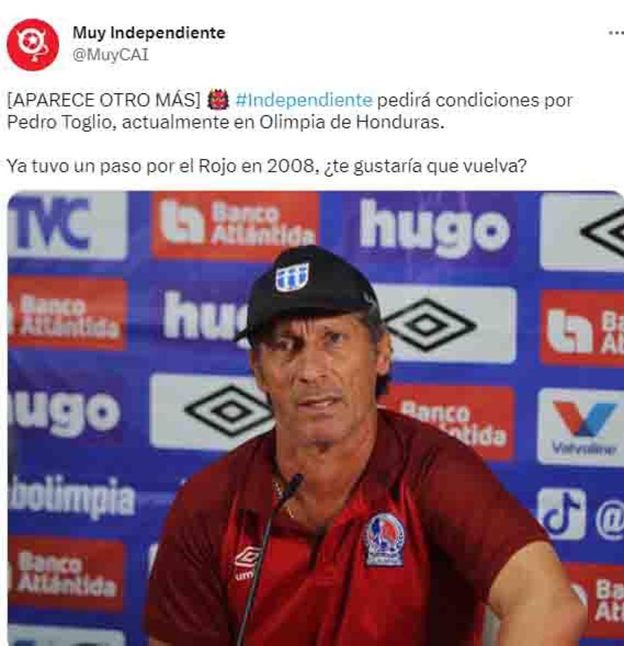 Portales alusivos de Independiente señalan que Pedro Troglio pedirá una serie de condiciones y recuerdan que tuvo un paso por el club.
