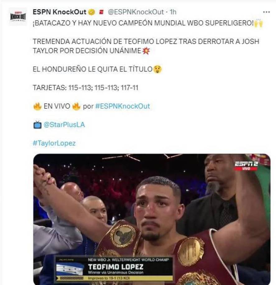 ¿Sorprendidos? Esto dicen a nivel mundial del triunfo de Teófimo López