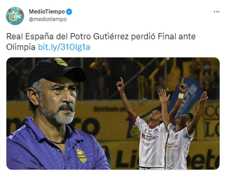 Medio Tiempo de México - “Real España del Potro Gutiérrez perdió Final ante Olimpia”.