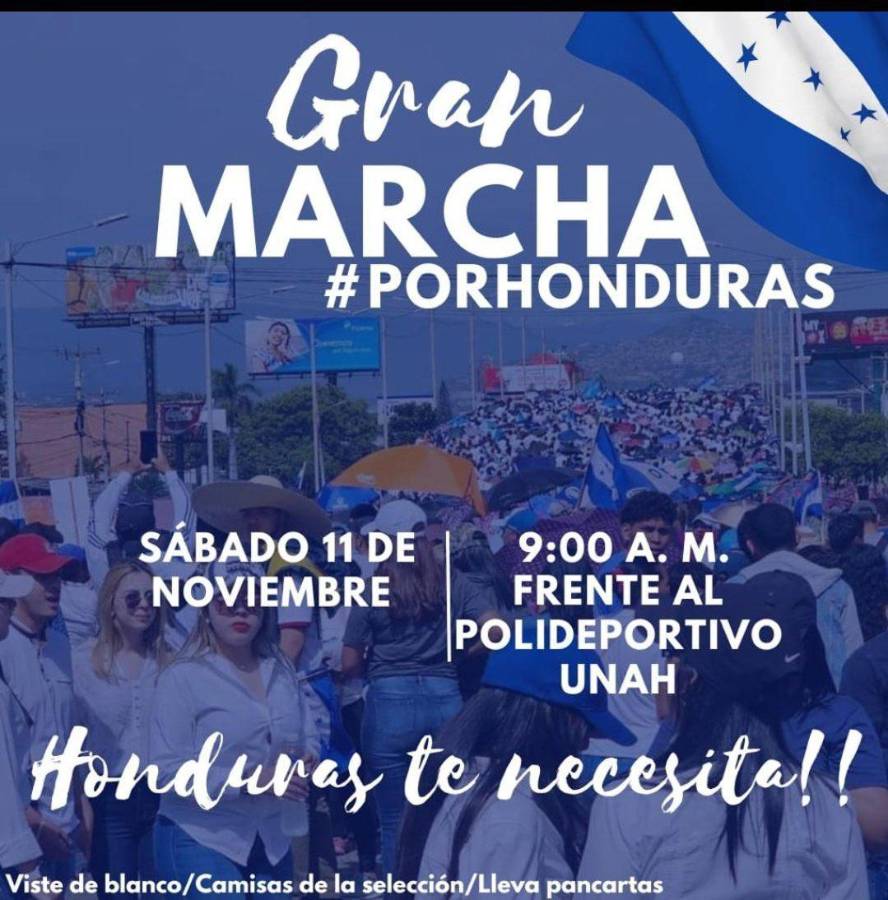 Este es el aviso de movilización difundido en redes sociales por dirigentes de la oposición de Honduras.
