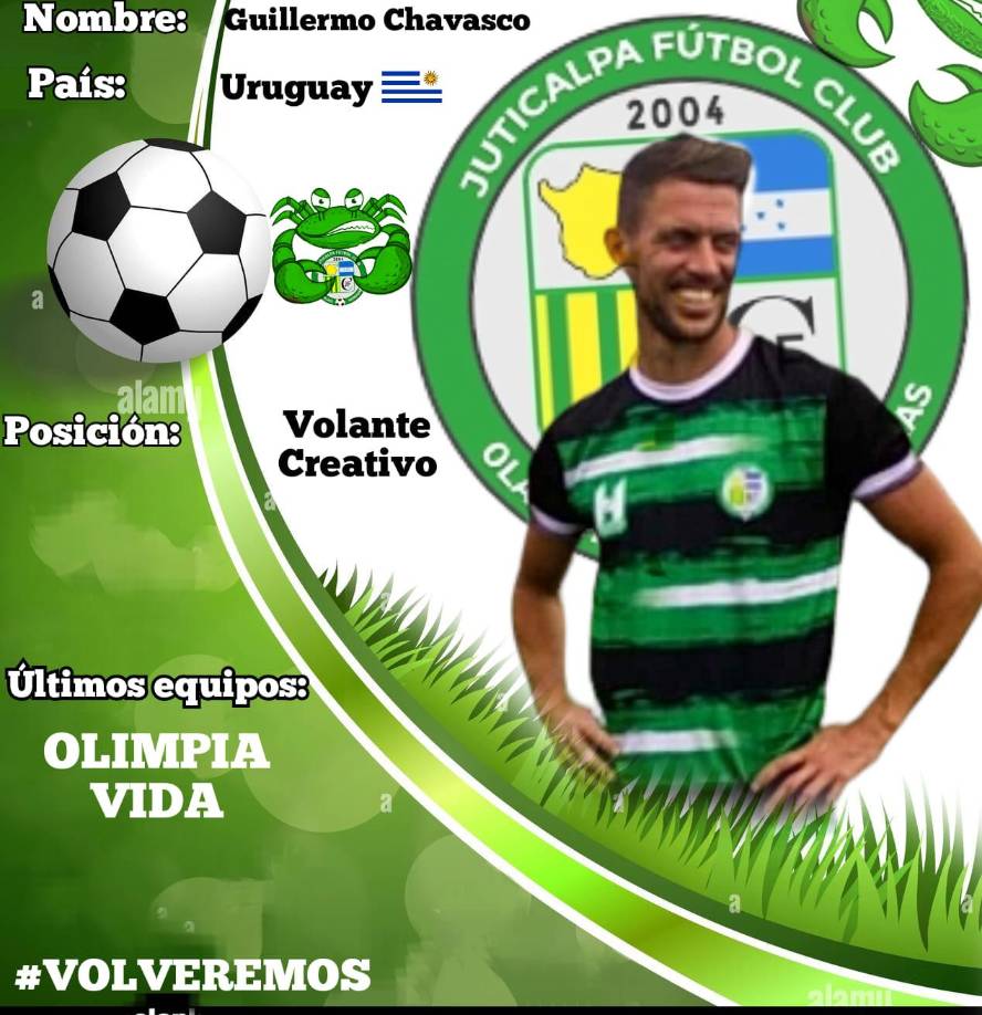 Guillermo Chavasco - El jugador uruguayo es ahora nuevo jugador del Juticalpa FC, Chavasco formó parte de Olimpia y Vida en Liga Nacional.