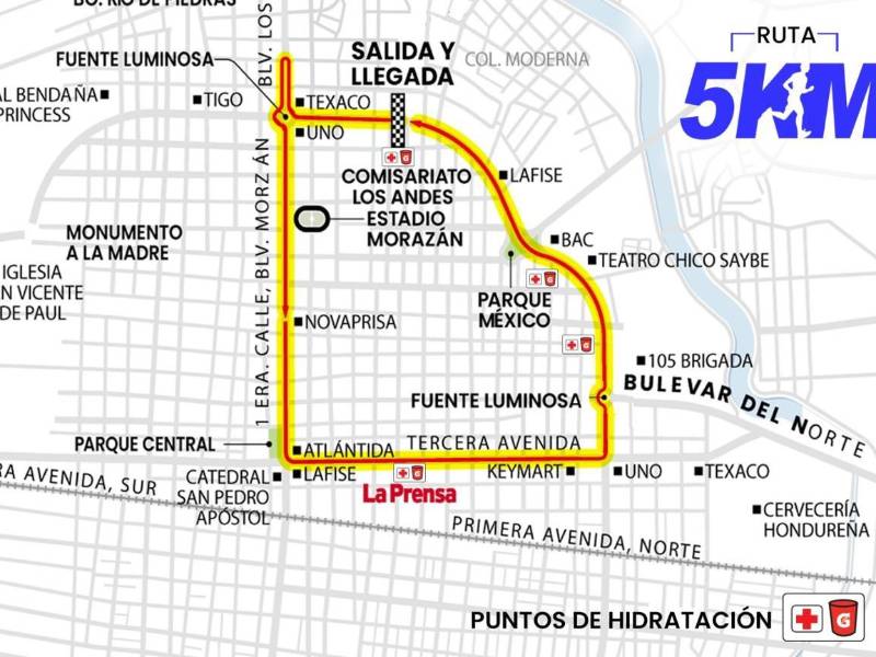 Mapa de la ruta del bootcamp en San Pedro Sula.