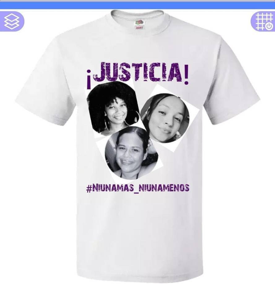 Los familiares de las víctimas, en la caravana portaron camisetas blancas con la fotografía de cada una de ellas y con un hashtag #Niunamás_Niunamenos.