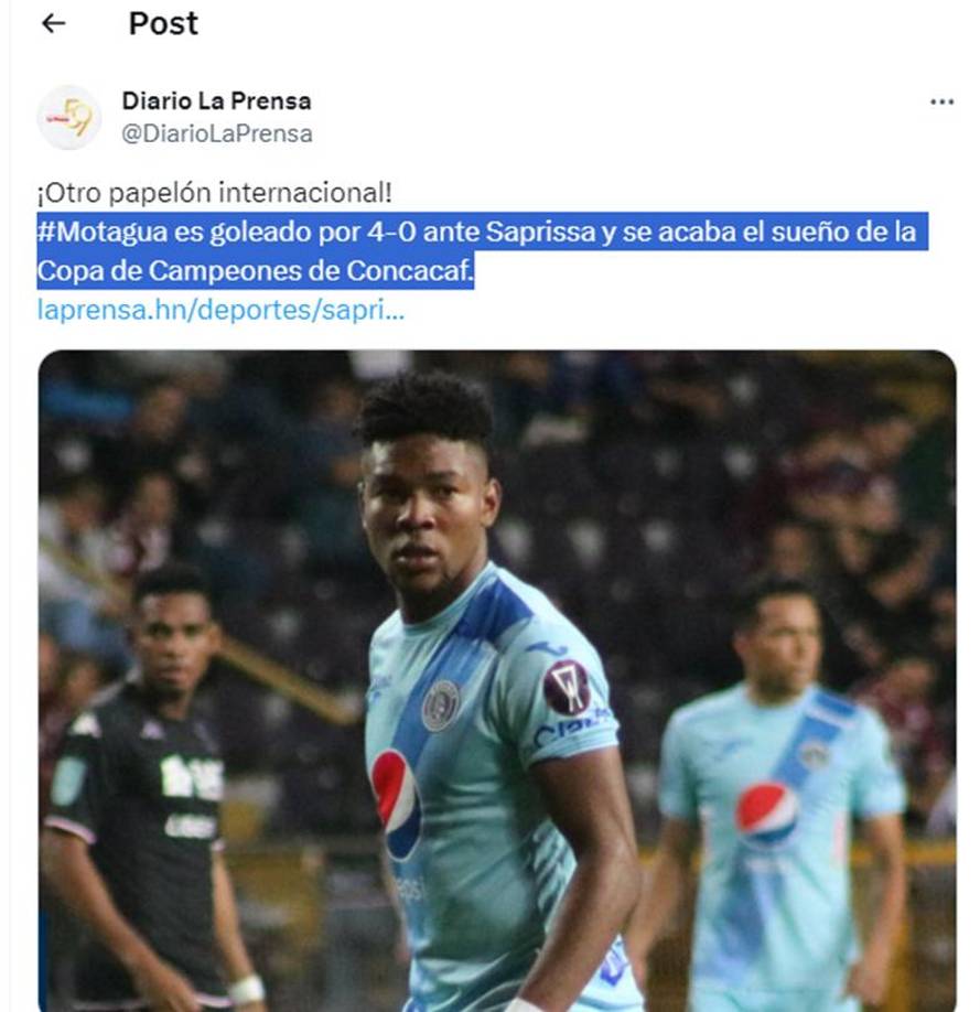 En Diario LA PRENSA señalamos que fue papelón internacional el del Motagua.