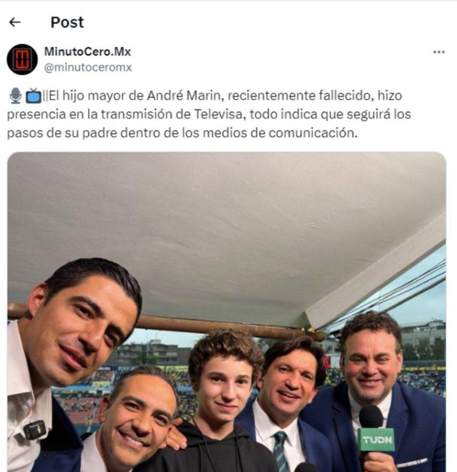 El chico seguirá los pasos de André Marín por lo que comenzó como comentarista deportivo en el América vs Pumas.