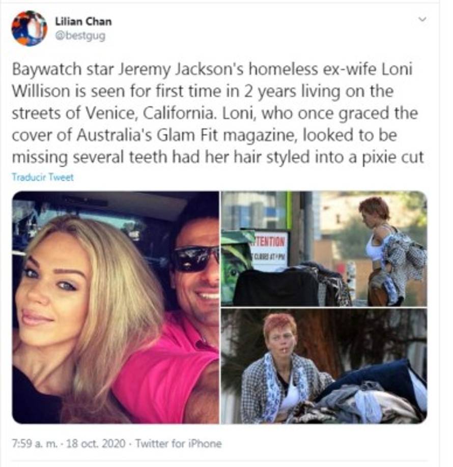 No fue hasta los primeros días de octubre del presente año que la revista The Sun y Splash News la encontraron en los basureros de Venice, Los Angeles, California.